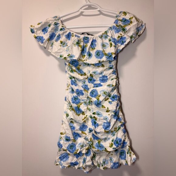 Zara Floral Linen-Blend Mini Dress Flowers Size XS Blogger’s Favourite - Picture 5 of 13